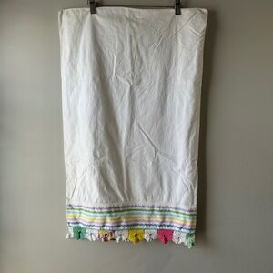 2 Dan River Pillowcases Vintage White Cotton Muslin Rickrack Crochet Lace‎ Trim